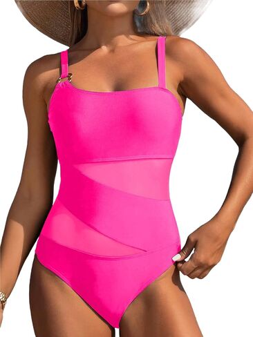 One Piece Swimsuit Women Tummy Control High Waisted Bathing Suit Solid Cutout Slimming Swimwear Monokini in Saudi Arabia