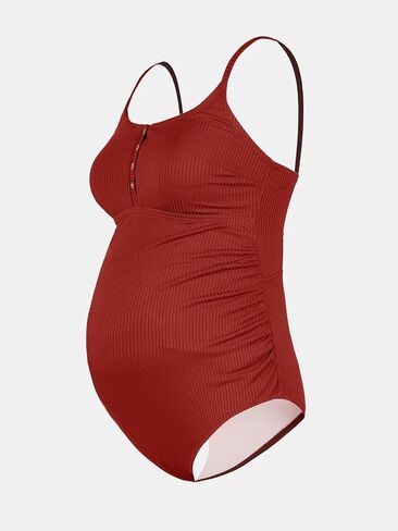 CUPSHE Women's Maternity One Piece Swimsuit Adjustable Spaghetti Strap Scoop Neck Pregnancy Bathing Suit Back Cutout Grommet in Saudi Arabia