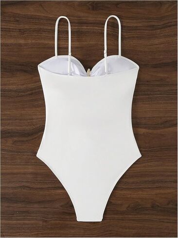 WDIRARA Women's Cut Out One Piece Swimsuit Ruched Applique Monokini Spaghetti Strap Swimwear in Saudi Arabia