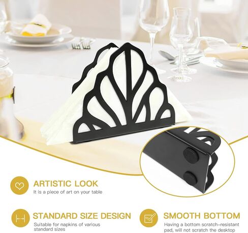 حامل منديل الأسود للطاولة ، أسود معدن من منديل منديل من منظمات منظم كوكتيل مطبخ كوكتيل in Kuwait