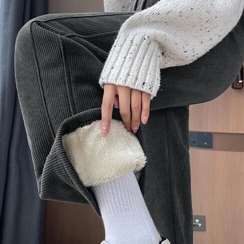 Sherpa Lined Sweatpants Women Drawstring Waistband Winter Warm Wide Leg Athletic Jogger Fleece Pants with Pockets in Saudi Arabia