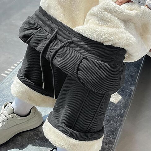 Sherpa Lined Sweatpants Women Drawstring Waistband Winter Warm Wide Leg Athletic Jogger Fleece Pants with Pockets in Saudi Arabia