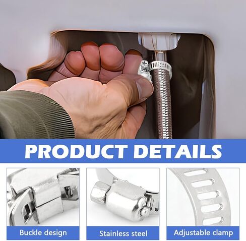 مجموعة متنوعة من 101 قطعة من مشابك خرطوم الفولاذ المقاوم للصدأ، مجموعة متنوعة بحجم 8-44 مم قابلة للتعديل، مشبك خط الوقود لأنابيب المياه، والسباكة، والتطبيق الميكانيكي، و8 أحجام لمشابك خرطوم التروس الدودية in Kuwait