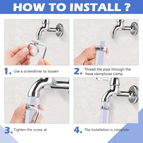 مجموعة متنوعة من 101 قطعة من مشابك خرطوم الفولاذ المقاوم للصدأ، مجموعة متنوعة بحجم 8-44 مم قابلة للتعديل، مشبك خط الوقود لأنابيب المياه، والسباكة، والتطبيق الميكانيكي، و8 أحجام لمشابك خرطوم التروس الدودية in Kuwait