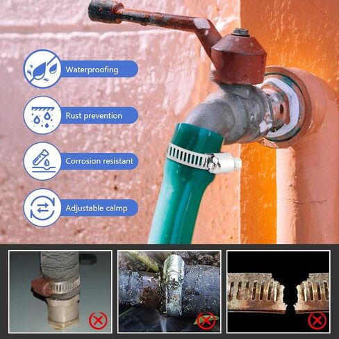 مجموعة متنوعة من 101 قطعة من مشابك خرطوم الفولاذ المقاوم للصدأ، مجموعة متنوعة بحجم 8-44 مم قابلة للتعديل، مشبك خط الوقود لأنابيب المياه، والسباكة، والتطبيق الميكانيكي، و8 أحجام لمشابك خرطوم التروس الدودية in Kuwait