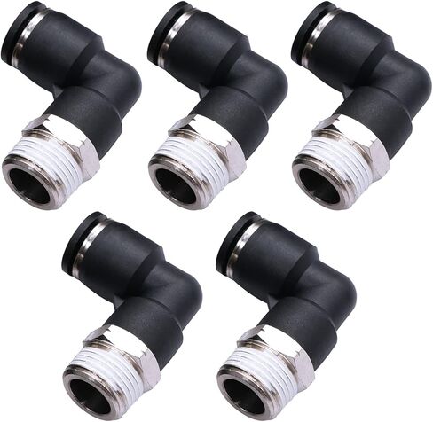 mxuteuk 5 قطع دفع لتوصيل التركيبات الهوائية ذكر الكوع موصل تركيبات خط الهواء 90 درجة دفع في تركيبات القفل 3/8 بوصة أنبوب OD × 3/8 بوصة NPT الموضوع in Kuwait