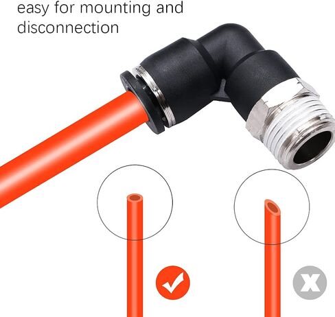 mxuteuk 5 قطع دفع لتوصيل التركيبات الهوائية ذكر الكوع موصل تركيبات خط الهواء 90 درجة دفع في تركيبات القفل 3/8 بوصة أنبوب OD × 3/8 بوصة NPT الموضوع in Kuwait