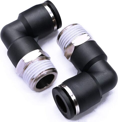 mxuteuk 5 قطع دفع لتوصيل التركيبات الهوائية ذكر الكوع موصل تركيبات خط الهواء 90 درجة دفع في تركيبات القفل 3/8 بوصة أنبوب OD × 3/8 بوصة NPT الموضوع in Kuwait