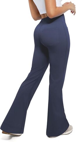 Flare Leggings, Bootcut Yoga Pants with Elastic Waistband, High-Waisted and Wide Leg with Pockets in Saudi Arabia