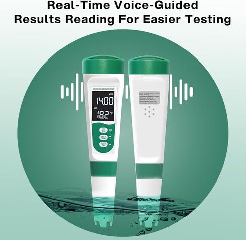 AQUSOFT 5-in-1 Digital PH Meter with Voice Function | High Accuracy PH,TDS,EC,Salinity & Temp Pen | Waterproof & Rechargeable PH Meter for Swimming Pools,Aquariums & Hydroponics | Fast Water Tester in Saudi Arabia