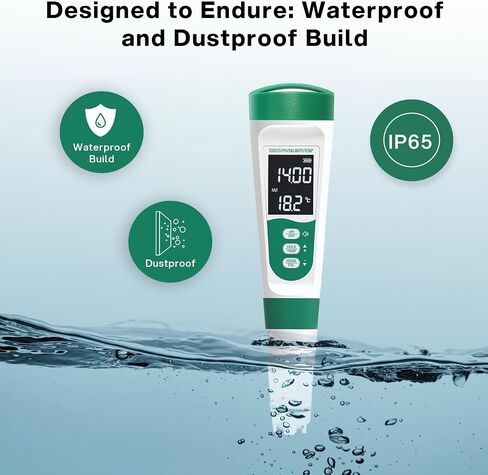 AQUSOFT 5-in-1 Digital PH Meter with Voice Function | High Accuracy PH,TDS,EC,Salinity & Temp Pen | Waterproof & Rechargeable PH Meter for Swimming Pools,Aquariums & Hydroponics | Fast Water Tester in Saudi Arabia