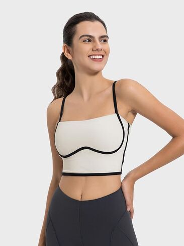 ABOCIW Womens Adjustable Spaghetti Strap Sports Bra Square Neck Wireless Padded Yoga Bra Camisole Workout Crop Tops in Kuwait