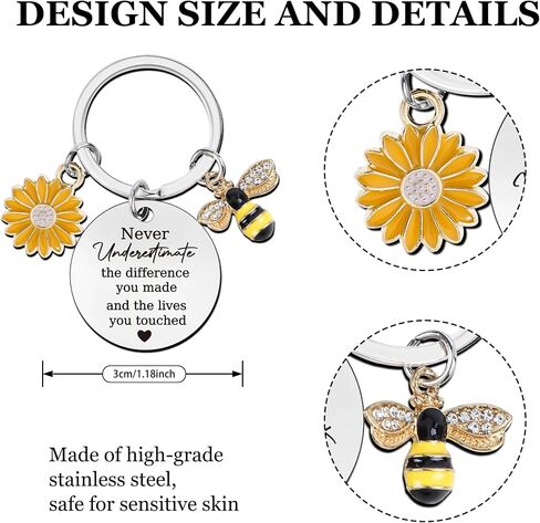 Sunflower Inspirational Bee Keychain Appreciation Gifts Motivational Thank You Gifts for Teacher Women in Saudi Arabia