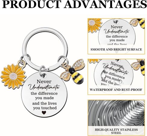 Sunflower Inspirational Bee Keychain Appreciation Gifts Motivational Thank You Gifts for Teacher Women in Saudi Arabia