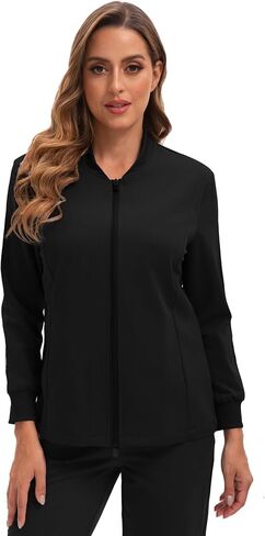 Scrub Jacket for Women, Zip Front Warm-up Uniform Coat with 4 Pockets, Ultra Soft and Durable in Saudi Arabia