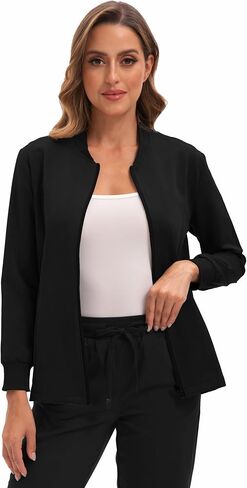 Scrub Jacket for Women, Zip Front Warm-up Uniform Coat with 4 Pockets, Ultra Soft and Durable in Saudi Arabia