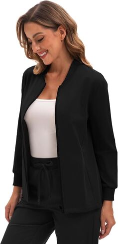 Scrub Jacket for Women, Zip Front Warm-up Uniform Coat with 4 Pockets, Ultra Soft and Durable in Saudi Arabia