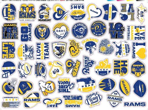 50 PCS Football Team Fans Rams Stickers for Water Bottle, Laptop, Bicycle, Computer, Motorcycle, Travel Case, Car Decal Decoration Sticker in Saudi Arabia