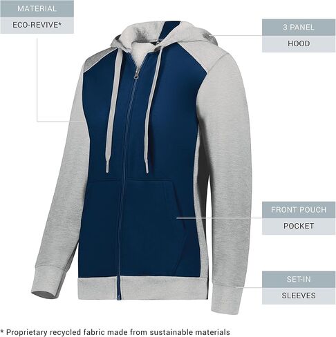 سترة بغطاء رأس بسحاب كامل من الصوف للسيدات من Augusta Sportswear لثلاثة فصول in Kuwait