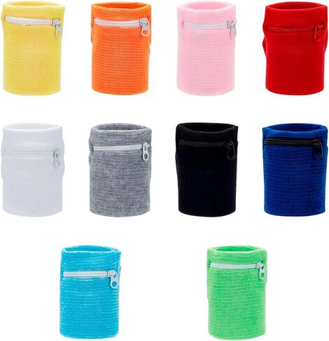 10 قطع من محافظ المعصم، حقيبة مع سحاب، سوار معصم، محفظة معصم، حامل مفاتيح، جيب لبطاقة المفاتيح، أكياس تخزين العملات المعدنية، 10 ألوان in Kuwait