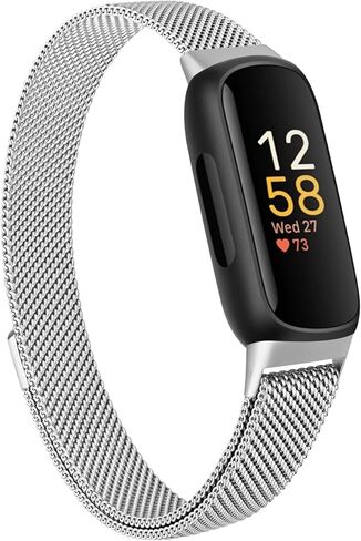 AK Metal Band متوافق مع Fitbit Inspire 3 Bands Women Men ، STELL MESH MESH LOOP STRAP FITBIT Inspire 3/2/Inspire HR Fitness Tracker in Kuwait