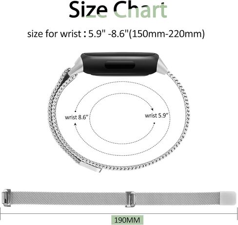 AK Metal Band متوافق مع Fitbit Inspire 3 Bands Women Men ، STELL MESH MESH LOOP STRAP FITBIT Inspire 3/2/Inspire HR Fitness Tracker in Kuwait