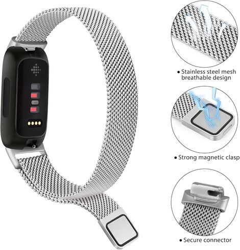AK Metal Band متوافق مع Fitbit Inspire 3 Bands Women Men ، STELL MESH MESH LOOP STRAP FITBIT Inspire 3/2/Inspire HR Fitness Tracker in Kuwait