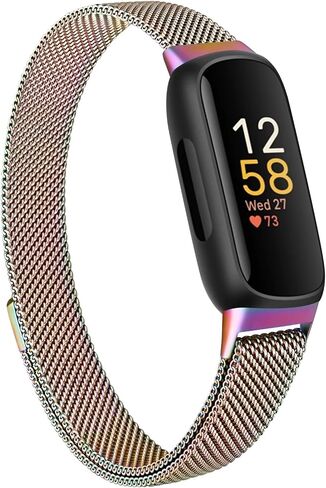 AK Metal Band متوافق مع Fitbit Inspire 3 Bands Women Men ، STELL MESH MESH LOOP STRAP FITBIT Inspire 3/2/Inspire HR Fitness Tracker in Kuwait