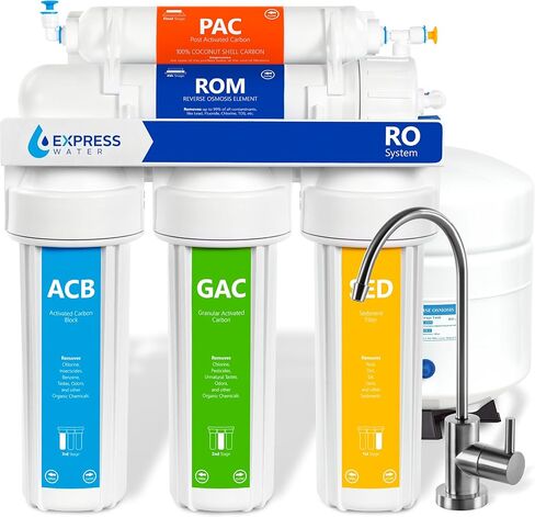 Express Water Reverse Osmosis Water Filtration System – 5 Stage RO Water Filter System with Faucet and Tank – Under Sink Water Filter – 100 GPD in Kuwait