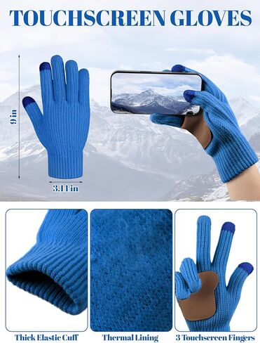 LOROME Women Winter Beanie Hat Scarf Gloves Set, Fleece Knitted Pompom Hat Warm Neck Scarf Touchscreen Gloves Winter Gift in Saudi Arabia