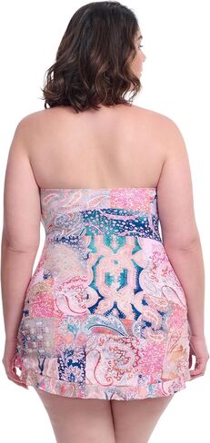 Profile by Gottex Karma Women’s Multi Paisley Print Sweetheart Bandeau Swim Dress with Soft Cups,Tummy Control Essential in Kuwait