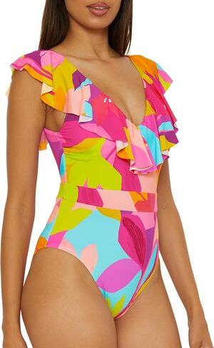 Trina Turk Women's Lilleth Shuffle One Piece Swimsuit و Grownge V-Teac و Floral Print و Suits Worming Suits in Kuwait