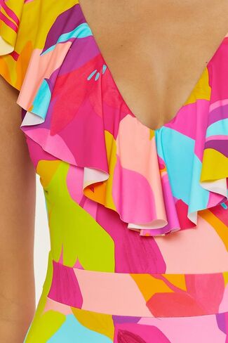 Trina Turk Women's Lilleth Shuffle One Piece Swimsuit و Grownge V-Teac و Floral Print و Suits Worming Suits in Kuwait