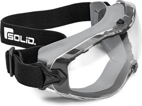SolidWork Safety Goggles Anti-Fog Clear Lens with Adjustable Elastic Headband. Protective Eyewear for Men & Women in Saudi Arabia