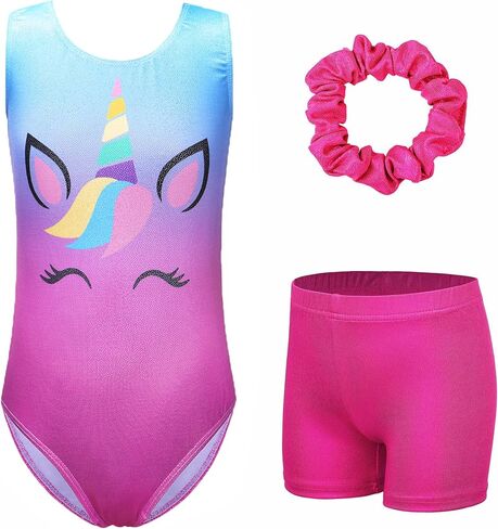 XFGIRLS Gymnastics Leotards for Girls Glitter Dancewear with Matching Shorts Set in Saudi Arabia