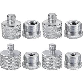 IXTECH Mic Stand Adapter Set 8 pieces Metal Microphone Stand Screw Thread Adapter 5/8 Female to 3/8 Male 3/8 Female to 5/8 Male 5/8 Female to 1/4 Male 1/4 Female to 5/8 Male Tripod Adapter ADP01A Slvr