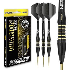 RED DRAGON Clarion Black Tungsten Darts Set with Flights and Stems