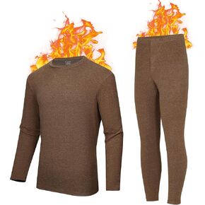 Mr.Color Mens Long Johns Thermal Underwear Set Ultra-Soft Light Fleece Lined Modal Blend Base Layer Cold Weather Bottom Top