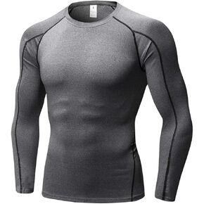 TopTie Men's Long Sleeve Fitted Compression Shirt, Cool Dry Base Layer for Men