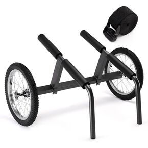 Kayak Beach Cart, Width Adjustable Universal Canoe Dolly Heavy Duty Kayak Trolley with 16" Wheels, Sturdy 300 LBS Weight Capacity