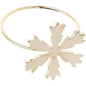 Snowflake Napkin Rings for Dinners, Parties, Christmas, Holidays Set of 6 (Gold)