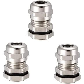 YXQ PG7 Cable Gland Joint Stainless Steel Adjustable 3-6.5mm Lock Nut Waterproof Connector 3 Pcs