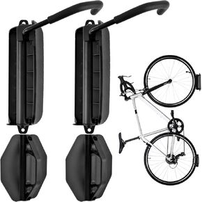 HONUTIGE Swivel Bike Wall Mount, 2 Pack Wall Mount Bike Rack Vertical Bike Rack Bike Hangers for Garage Garage Bike Storage Rack for Garage Space Saving Sturdy Wall Bike Holds Up To 66lbs, Black