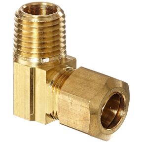 Anderson Metals 50069 Brass Compression Tube Fitting, 90 Degree Elbow, 3/8" Tube OD x 1/4" NPT Male Pipe