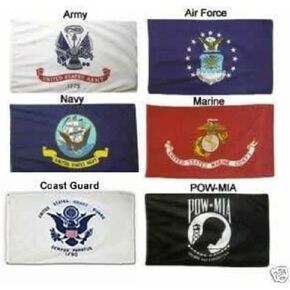 Flag 3X5 (Wholesale Lot) Military 5 Branches Army, Marine, Air Force, Navy, Coast Guard, Pow Mia Double Sided 2ply Nylon Banner
