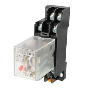 uxcell Electromagnetic Power Relay, AC 24V Coil Red Indicator Light 8 Pin DPDT Electromagnetic General Purpose Power Relay + Socket Base JQX-13F