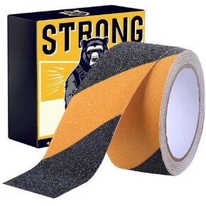 Black & Yellow Anti Slip Friction Hazard Tape with Warning Safety Stripe, Waterproof, Long Lasting Adhesion, Grip Tape for Stairs, Non Slip Shower Strips, Indoors/Outdoors, Ramp 2IN x 16.5FT