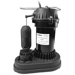 1/2 HP Thermoplastic Submersible Sump Pump With Vertical Float Switch, Utility Pump, Model# PSU051V