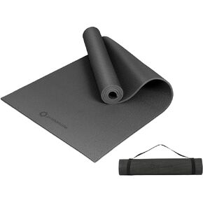 Primasole Premium Yoga Mat with Carry Strap for Yoga Pilates Fitness and Floor Workout at Home and Gym 1/4 thick (68"L x 24"W x 0.25"Th Black Color)