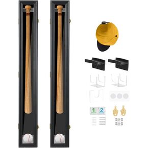 Nice C Baseball Bat Display Case, Baseball Bat Holder, Baseball Display Case, Baseball Bat Display, Baseball Bat Wall Mount, Bat Holder Wall Mount, Wooden Frame Shadow Box, 2 Baseball Cases (2-Pack)